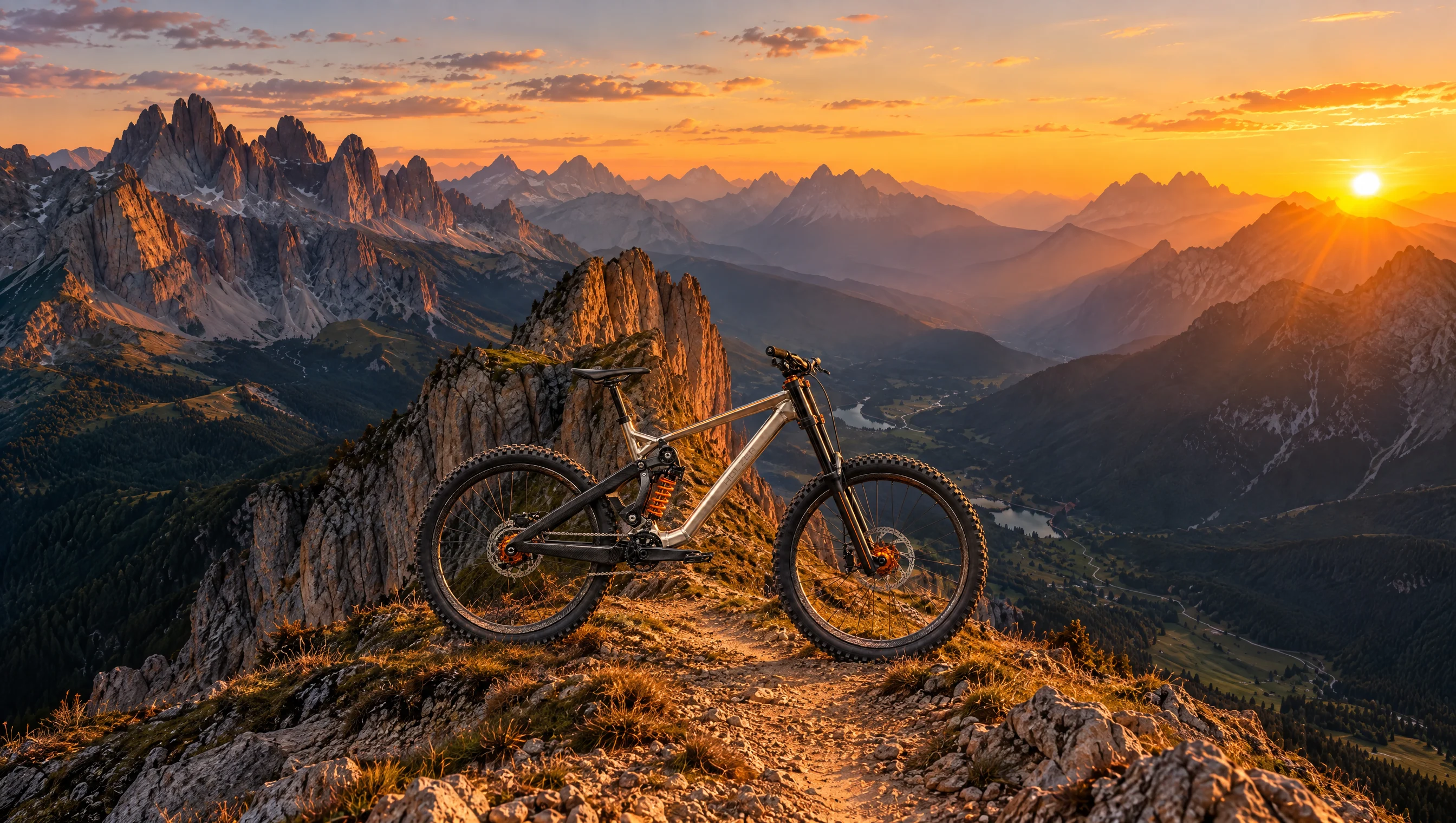 HOLZER Gravit auf einem Grat in den Dolomiten bei Sonnenuntergang